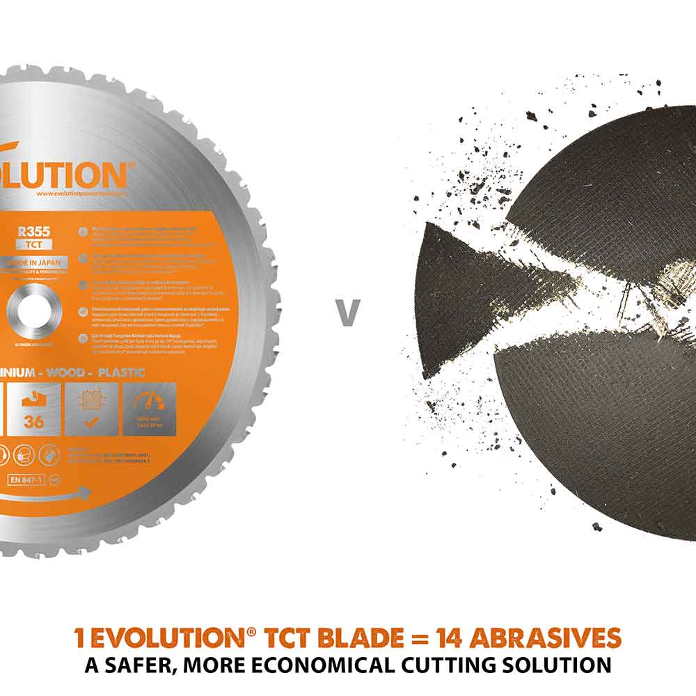 Evolution 355mm Multi-Material Cutting 36T Chop Saw Blade
