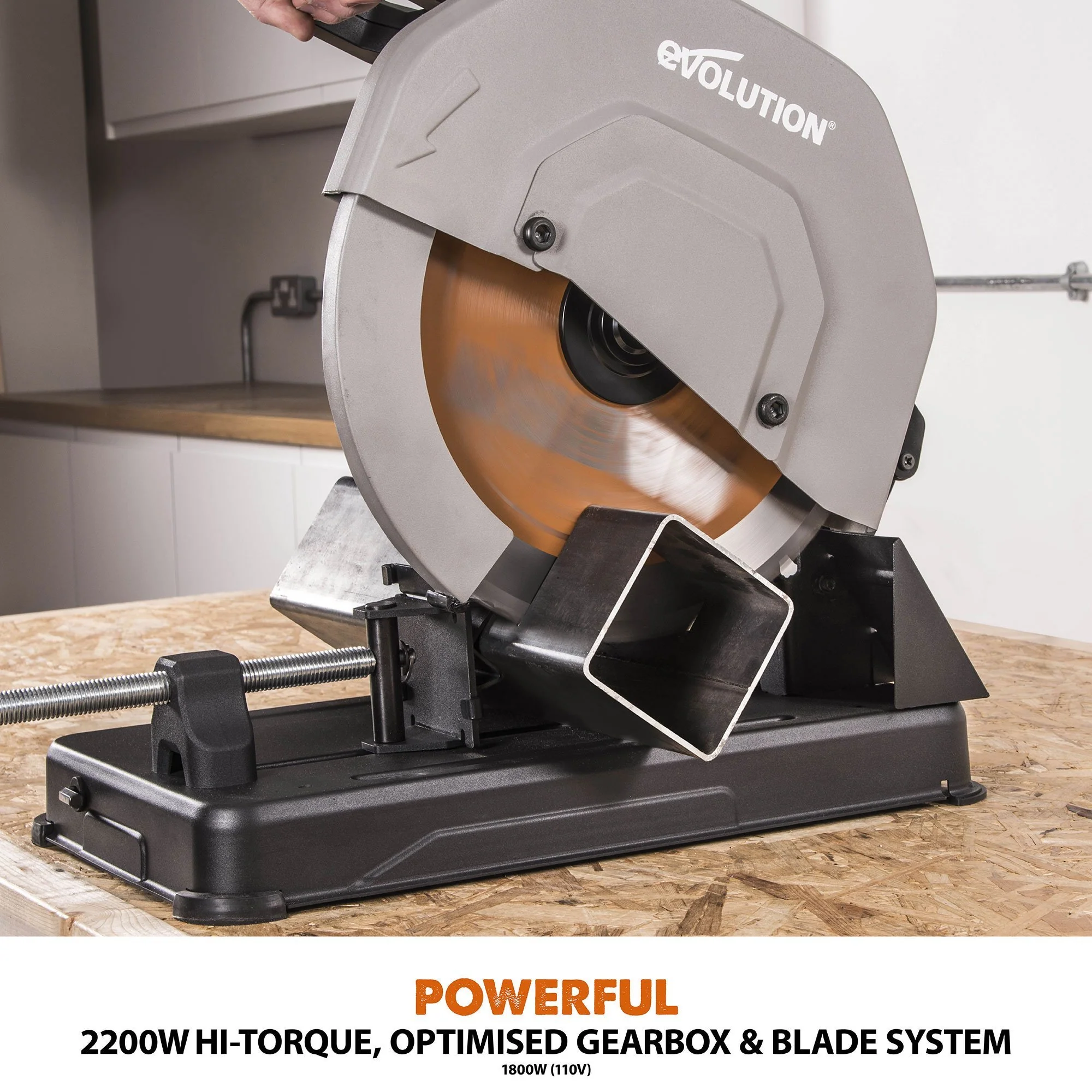 Evolution R355CPS 355mm Chop Saw with TCT Multi-material Cutting Blade